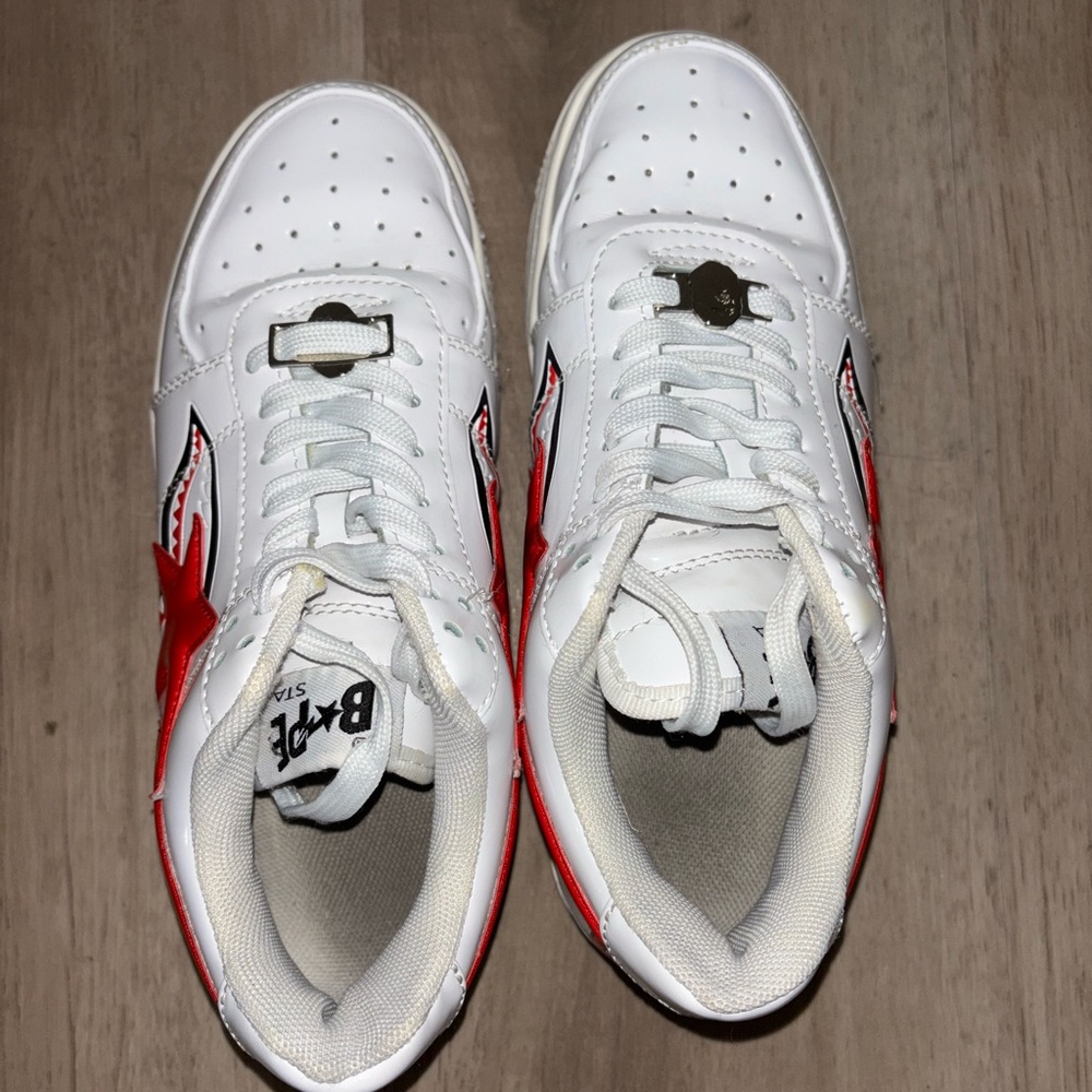 Original BAPE x Maison Mihara Yasuhiro White & Red Shark Star trainers